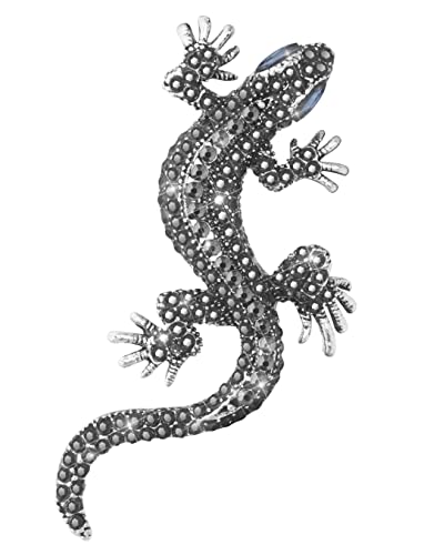 Retro Lizard Gecko Spider Animal Brooch Lapel Pin Dainty Rhinestone Crystal Brooch Costume Jewelry Accessories for Scarf Corsage - color: Lizard Silver Tone