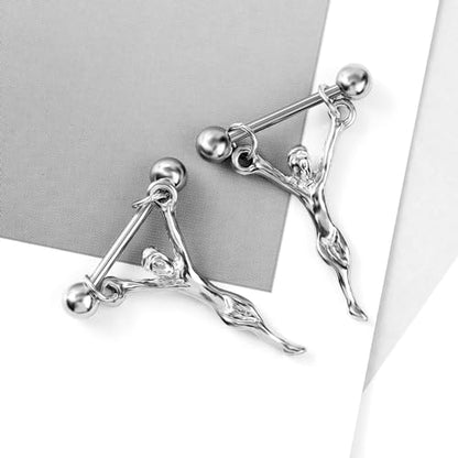 14G Jesus Dangle Nipple Rings for Women 316L Stainless Steel Nipple Piercing Jewelry Nipple Studs Barbell Body Piercing Jewelry
