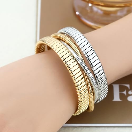 Gold Cuff Bracelets for Women, Chunky Gold Bracelet Trendy Open Gold Statement Bangle 18K Plated Punk Hip Hop Adjustable Women's Cuff Bracelets Valentine's and Birthday Gifts - color: Mixed