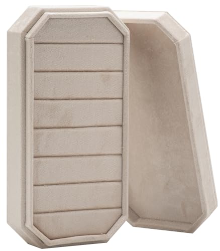 Velvet Ring Organizer Display Tray Jewelry Box Earring Holder Case | for Wedding Birthday Christmas Day (Beige) - color: Beige