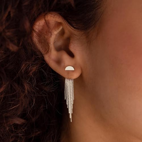 Gold Earrings for Women, 14K Gold Plated Tassel Dangle Earrings for Women Trendy Hypoallergenic Long Chain Earring Dainty Pearl Drop Earrings Elegant Wedding Earring Fashion Jewelry for Womens - color: 11tassel earrings-silver