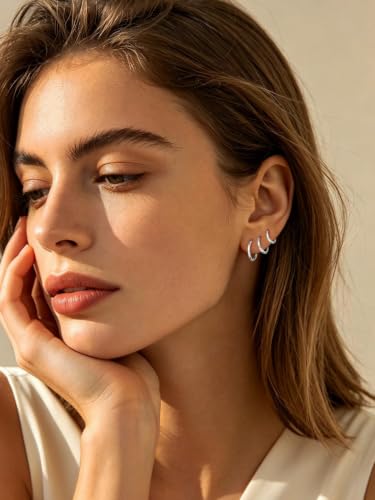 FaithHeart 925 Sterling Silver Post Huggie Hoop Earrings for Women 8-20mm | Silver/Black/Gold/Rose Gold Small Hoop Earrings, Hypoallergenic Lightweight Cartilage Huggie Earrings, Gift Box - color: Silver, size: 10mm