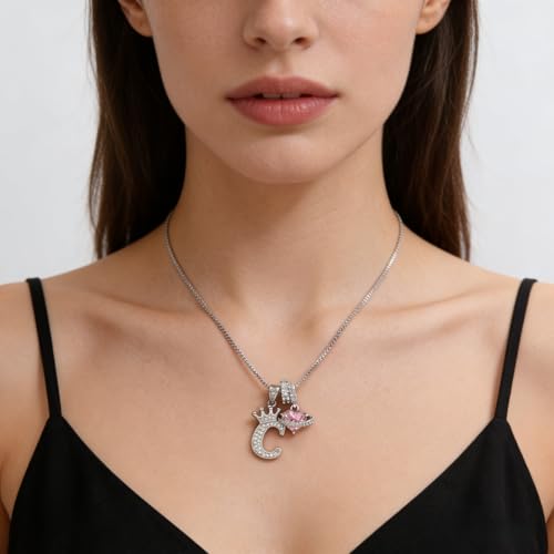 18K Gold & Silver Plated Initial Necklaces for Women - color: C-Silver