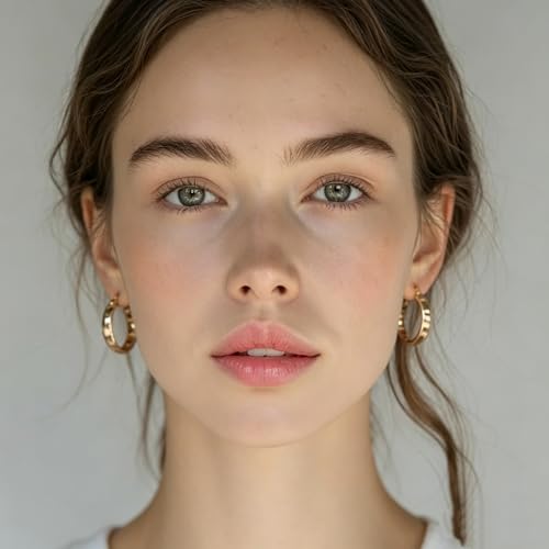 Milan Chiva 14K Gold Plated Small Huggie Dangle Earrings | Lightweight Trendy Heart Dainty Jewelry Hypoallergenic Chunky Gold Hoops Earrings Jewelry Mothers Day Gift for Women - color: H-Gold