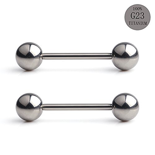 Grade 23 Titanium Externally Threaded Nipple Piercing Jewelry Barbell Ring Tongue Rings Nipple Straight Body Piercing Jewelry for Women Men 14G 16G 12mm 14mm 16mm 19mm - style: 16GA - 1/2" (12mm)