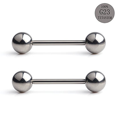 Grade 23 Titanium Externally Threaded Nipple Piercing Jewelry Barbell Ring Tongue Rings Nipple Straight Body Piercing Jewelry for Women Men 14G 16G 12mm 14mm 16mm 19mm - style: 16GA - 1/2" (12mm)