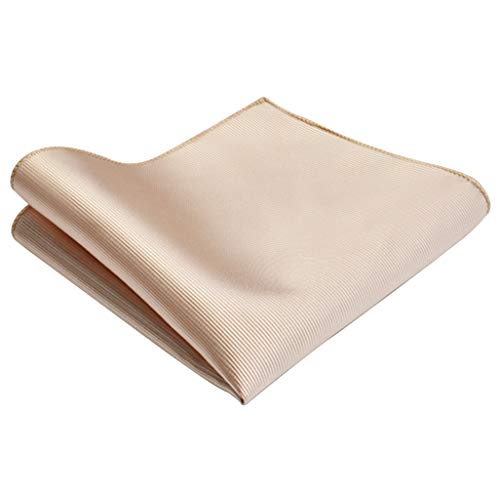 GUSLESON New 3.15"（8cm） Solid Color Necktie and Pocket Square Cufflinks Clip Set - color: Champagne