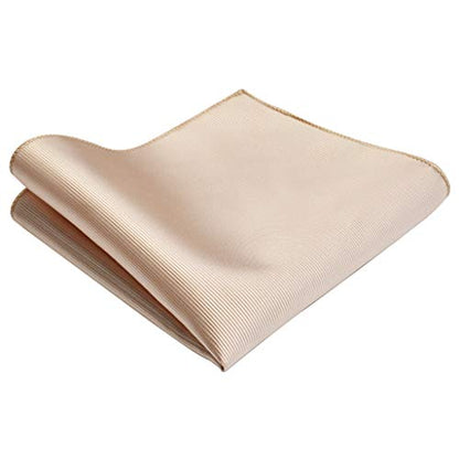 GUSLESON New 3.15"（8cm） Solid Color Necktie and Pocket Square Cufflinks Clip Set - color: Champagne