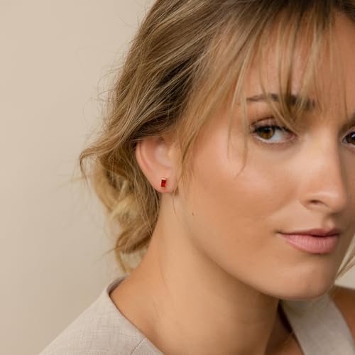 Birthstone Stud Earrings for Women 18K Gold Plated Stainless Steel Crystal Earrings Birthday Gift - color: 08 August