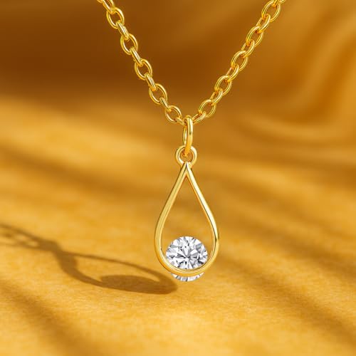 Layered Necklaces for Women - 14K Dainty Gold Plated Layering Chokers Necklaces Set Multilayer Delicate Necklace Trendy Adjustable Long Layered Necklaces for Women - style: 46 Zircon Teardrop Neckalce