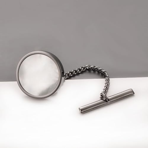 Mother of Pearl Tie Tack for Men Gold Black Silver Simple White Shell Tie Pin Clip Party Suit Jewelry Gift - color: Black