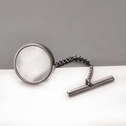 Mother of Pearl Tie Tack for Men Gold Black Silver Simple White Shell Tie Pin Clip Party Suit Jewelry Gift - color: Black