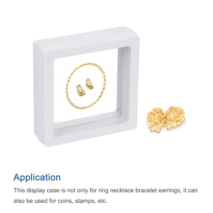 MECCANIXITY Floating Frame Display Holder Stand 3D Jewelry Display Box 2.76 x 2.76 x 0.79 Inch White for Ring Necklace Bracelet Earring Pack of 2 - color: White, size: 2.76 x 2.76 x 0.79 inch