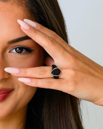 Patented Metal-Framed Silicone Rings - Emerald Collection - color: Pack M - Black / Metal Rose Gold