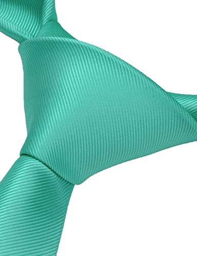 GUSLESON 3.15"（8cm） Solid Color Necktie and Pocket Square Cufflinks Sets For Men + Gift Box - color: Aqua