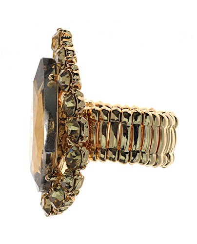 NYFASHION101 Radiant Teardrop Stone Adjustable Cocktail Statement Ring - color: Brown/Gold-Tone