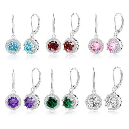 Multicolor Crystal Dangle Studs Earrings Set for Women 925 Silver Hypoallergenic Dangle Earrings Leverback Drop Earring Fashion Cubic Zirconia Leverback Stud Earring Sets Trendy Cubic Zirconia Jewelry Gifts for Women - style: 6-S-S