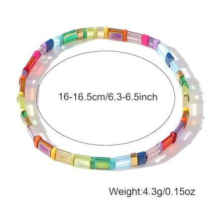 Candy Colorful Tila Flat Beads Bracelets for Women Trendy Unique Friendship Handmade Stackable Christmas Jewelry Gifts - color: glassy