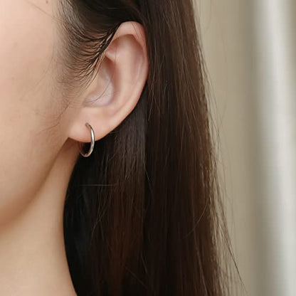 Osayia 316L Surgical Stainless Steel Small Hoop Earrings 8mm 10mm 12mm Hypoallergenic Huggie Thin Hoop Earrings Helix Lobes Hinged Sleeper Earrings Men Women for Cartilage Piercings - color: D: Silver (Diameter 8mm/10mm/12mm),3 Pairs