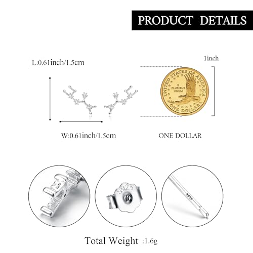 925 Sterling Silver CZ Horoscope Zodiac 12 Constellation Astrology Ear Crawler Post Earrings Gift for Mom Women Mothers Day/Valentines Day/Birthday/Christmas/Anniversary - style: Sagittarius (Nov 22 - Dec 21)