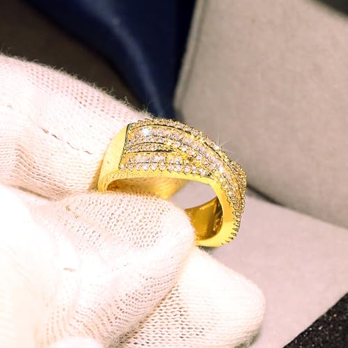 PAVOOI 14K Gold Plated X Ring Simulated Diamond CZ Criss Cross Ring for Women Juude Jewelers Silver Rose Gold Braided Wrap Knot Style Promise Statement Cocktail Party Ring(Gold.B-US Code-6) - color: GOLD.B, size: (US Code-6)