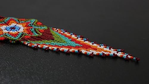 Handmade Native American Style Tribal ethnic Seed Bead Beaded Layered Medallion Necklace 4 - color: Pattern 10 EM