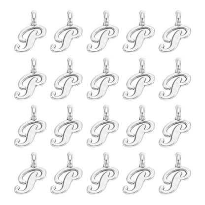 uxcell A-Z Alphabet Charm, Metal Alphabet Letter Charm Initial Charm Pendant Bead for Necklaces Bracelets Jewelry Making Craft - color: Silver P