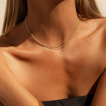 BAYLAY Gold Necklace for Women, Gold Chain for Women | 18K Gold Plated, Dainty Gold Necklace for Women, Necklace Chain, Gold Jewelry, Gifts, Size 16/18/20/22/24/26 Inch - size: 18, style: Lips Chain