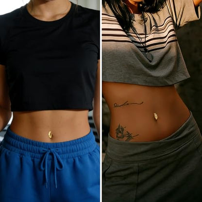 1/4 Inch Short Belly Button Rings 14G 6mm Stainless Steel Short Belly Navel Button Rings for Women Men - color: Gold clicker -2PCS