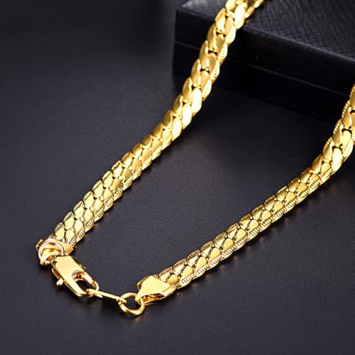 Snake Chain for Women Stainless Steel Dainty Choker Necklace Thin Layered Men Chain 8mm Width Gold/Black/Silver Plated Trendy Jewelry 18/20/22/24/26/28/30 Inch - color: 8MM-Gold Snake Chain, size: Length 26 Inches