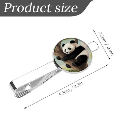 Tie Clip for Men, Tie Bar Cufflinks Set, Copper Necktie Clip And Shirt Cuff Links for Business Wedding Gift - color: Panda Tree Climb