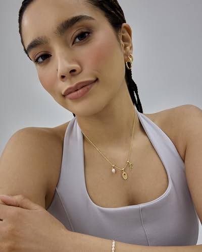 PAVOI 14K Gold Plated Dainty Necklace with Removable Charms Set for Women | 2 and 3-Pack Small Motif & Mantra Pendants, Adjustable Chain Gold Charm Necklace, Cute Jewelry Gifts - style: Vintage Pack