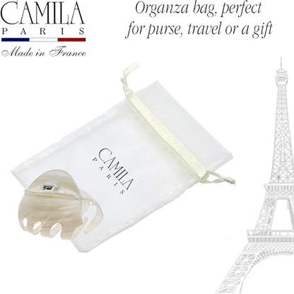 Camila Paris CP3627 French Octopus Hair Clip, 2.5" Small Claw Clips for Thick Hair, Girl Octopus Claw Clip for Women, Strong No-Slip Grip, Wide Jaw Clips for Women, Made in France - color: Beige 2.5"