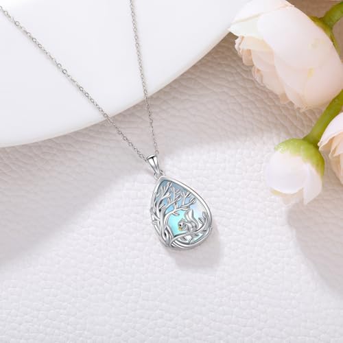 Dragonfly Necklace 925 Sterling Silver Moonstone Necklace Rainbow Stone Dragonfly Jewelry Christmas Birthday Gifts for Women Mom Her - style: Squirrel wtih Moonstone