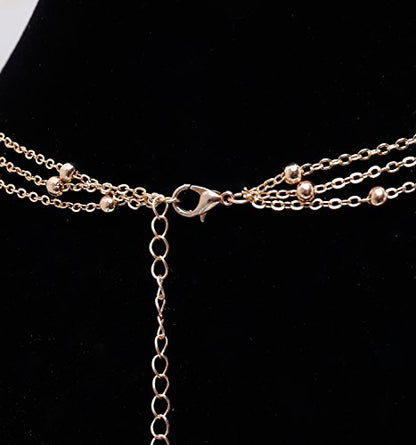 MOLOCH Layer Choker Long Chain Tassel Pendant Necklace Handmade Bead Station y Necklace Charm Chain Jewelry Necklace - color: gold