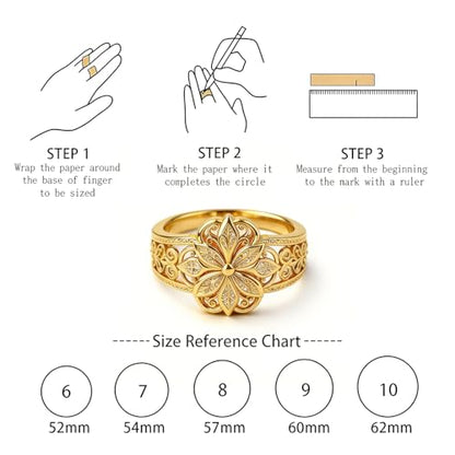 Floral Filigree Ring for Women Gold Chunky Flower Engraved Hollow Carved Vintage Classic Band Statement Rings Promise Engagement Wedding Jewelry Gift