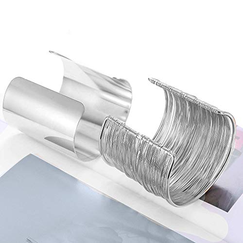 RIOSO 4 Pcs Cuff Bangle Bracelet for Women Open Wide Wire Bracelets Wrist Cuff Wrap Bracelet - color: Silver