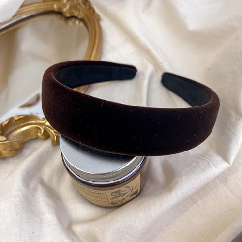 Velvet Padded Headband Fashion Headbands Non Slip Head Band Hair Bands Accessories for Women Girls (Brown) - color: Brown