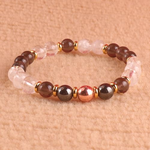 KSQS Healing Stone Bead Bracelet for Women, Natural Gemstones Balance Protection Bracelet, Spiritual Crystal Beads Bracelet Anxiety Relief with Meaning Card - color: Grounding