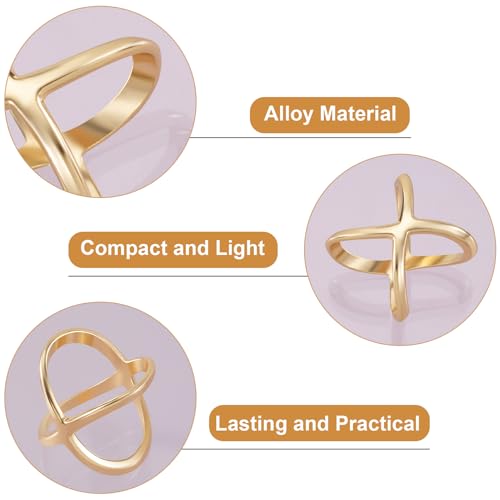 Joez Wonderful Scarf Ring Clip, Wide Band Chunky Chain Silk Scarf Buckle, Shawl Clips Scarf Clasp Holder Scarves Pin - color: (X-shaped) Gold