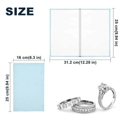 SEVENWELL Silver Polishing Cloth, 2PCS Large Jewelry Cleaning Cloths | Dual-Layer Cleaning, Large 10" × 12", Reusable, Removes Tarnish, Restores Shine, For Sterling Silver, Gold & Platinum - color: Turquoise