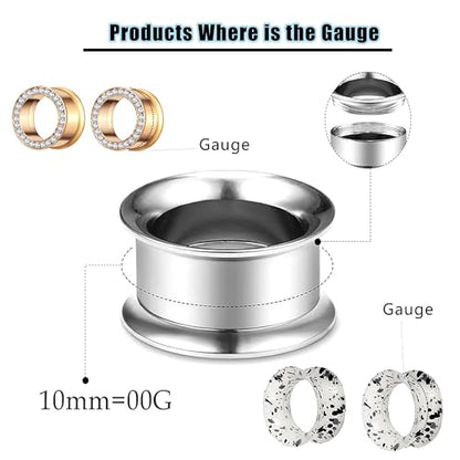 TIANCI FBYJS Stainless Steel Ear Tunnels Saddle Gauges For Ear Silicone Soft Flexible Earrings Gauge Plugs Expander Stretcher Body Piercing Jewelry 0g 2g 00g 1/2'' Set - style: 00g=10mm