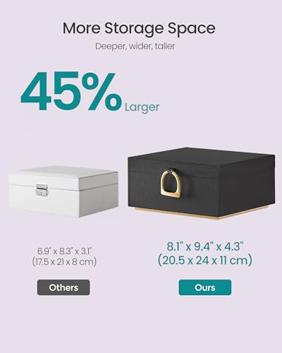 SONGMICS 2-Layer Jewelry Box, Jewelry Organizer with Handle, Removable Jewelry Tray, Jewelry Storage, Floating Effect, 8.1 x 9.4 x 4.3 Inches, Gift Idea, Black UJBC165B01 - color: Black