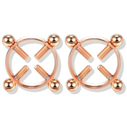 2Pcs Round Non Piercing Nipple Ring Fake Nipple Rings - color: Rose Gold