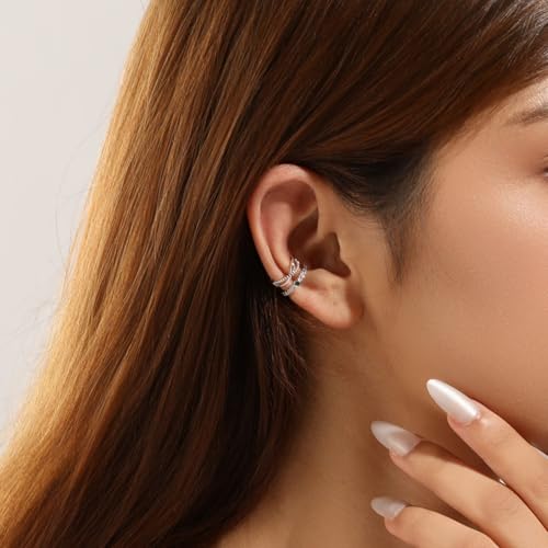 Ear Cuff for Women,Non Piercing Huggie Ear Cuff Earrings | Non Piercing Vintage Adjustable Ear Cuff Earrings Clip On Cartilage Ear Jewelry - style: CZ Set