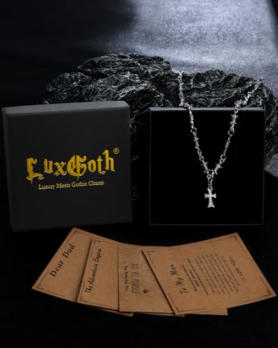 Stainless Steel Gothic Y2K Punk Rock Emo Biker Pendant Necklace | Cosplay Vintage Viking Alt Edgy Fashion Charm Necklace Jewelry for Men Women Active Daily Wear - style: Barbed Wire Small Cross