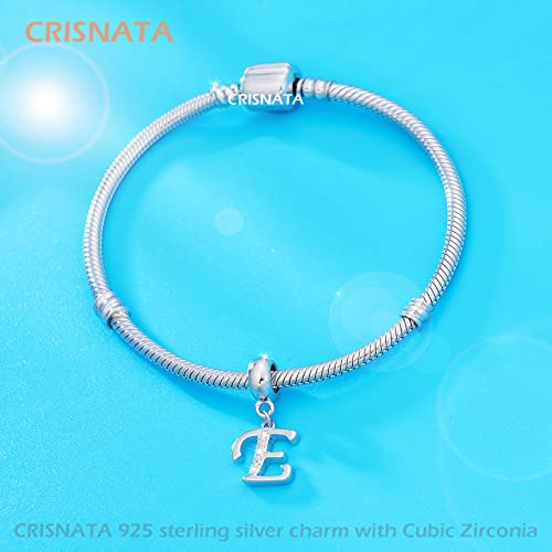 26 Letter Pendant Charms, Polished 925 Sterling Silver Complete Initial A-Z Dangling CZ Stone Alphabet Beads, fits European Bracelet Necklace, Gift for Mother/Father/Daughter/Son/Sister/Aunt - color: Letter E CZ Pendant Charm