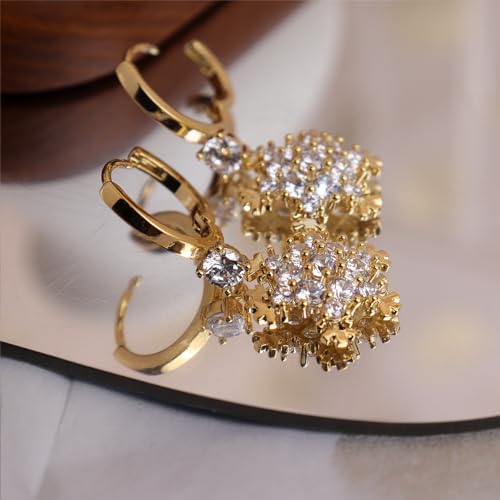 Jean Beau Drop Hoop Earrings for Women, Fasion Jewelry Gift - color: White Snow
