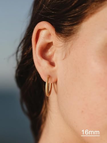 Small Hoop Earrings for Women 7-16mm Stainless Steel Huggie Earrings Lightweight - color: c. Gold A, size: Diameter 16mm