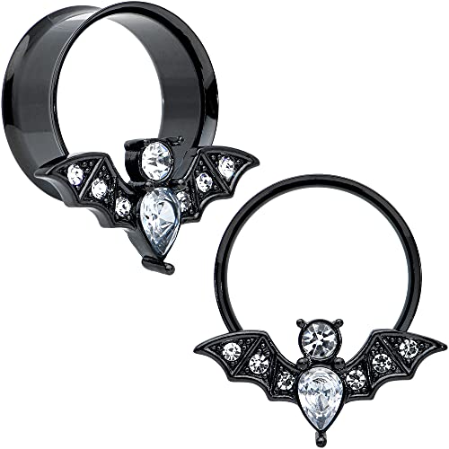 Body Candy Womens 2Pc PVD Stainless Steel Bat Double Flare Tunnel Plug Earring Ear Plug Gauges Set of 2 - style: 20mm (7/16")